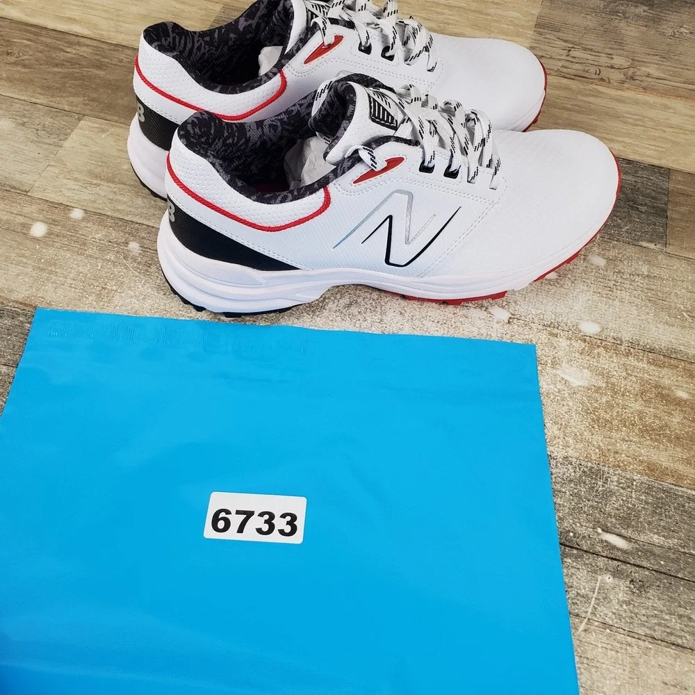New Balance Brighton Mens Golf Cleats Sz 9 White Leather Lace Up Low Top Sneaker
